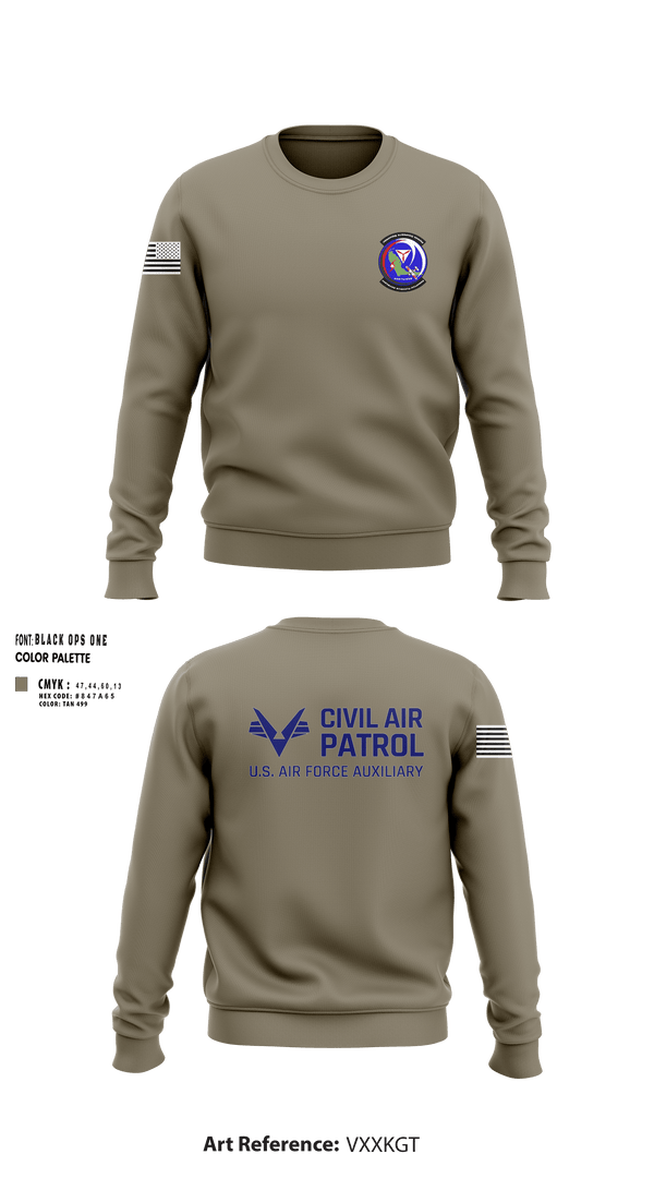 Crew Neck Sweatshirt, VFW Post 8191Patrick Composite Squadron, Air Force, Teamtime, Team time, sublimation, custom sports apparel, team uniforms, spirit wear, spiritwear, sports uniforms, custom shirts, team store, custom team store, fundraiser sports, apparel fundraiser