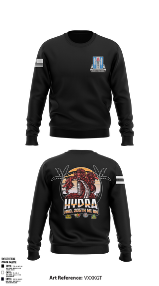 Crew Neck Sweatshirt, HHD 205th MI BN, Army, Teamtime, Team time, sublimation, custom sports apparel, team uniforms, spirit wear, spiritwear, sports uniforms, custom shirts, team store, custom team store, fundraiser sports, apparel fundraiser