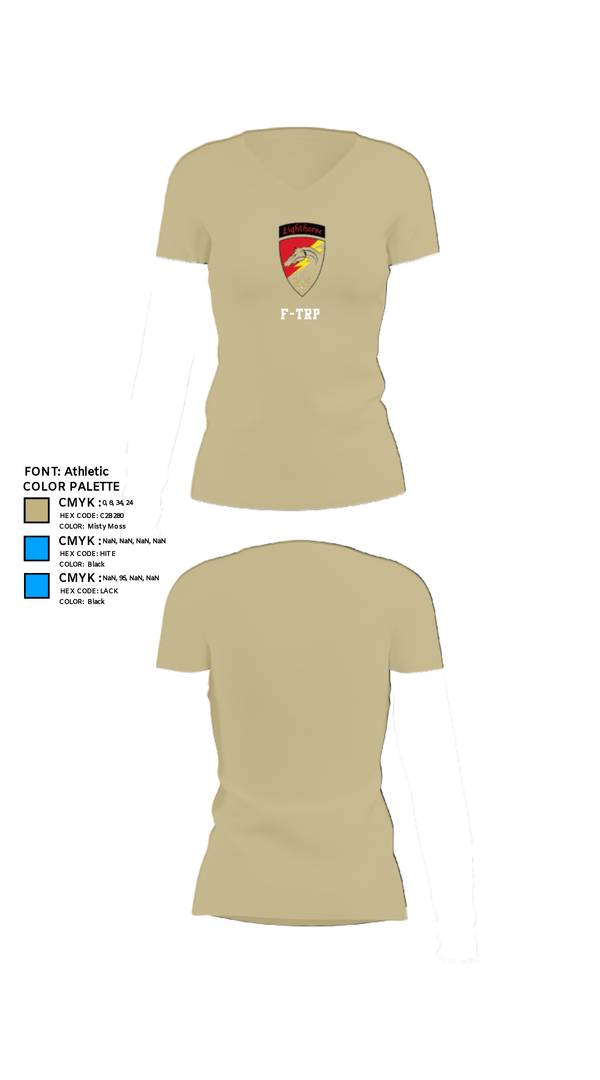 Womens Short Sleeve Vneck Shirt, F-TRP, Army, Teamtime, Team time, sublimation, custom sports apparel, team uniforms, spirit wear, spiritwear, sports uniforms, custom shirts, team store, custom team store, fundraiser sports, apparel fundraiser