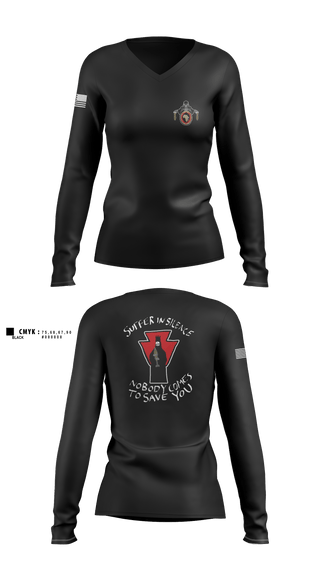 Women's Long Sleeve Vneck Shirt, 1-111 MTR renew1-111 SkinWalker renew, National Guard, Teamtime, Team time, sublimation, custom sports apparel, team uniforms, spirit wear, spiritwear, sports uniforms, custom shirts, team store, custom team store, fundraiser sports, apparel fundraiser