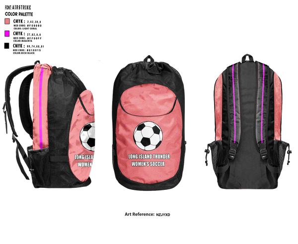 Gear Bag, Long Island Thunder, Women's Soccer, Teamtime, Team time, sublimation, custom sports apparel, team uniforms, spirit wear, spiritwear, sports uniforms, custom shirts, team store, custom team store, fundraiser sports, apparel fundraiser