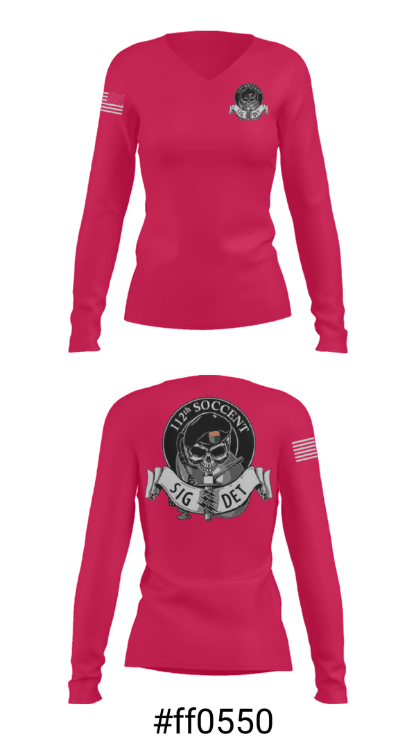 Women's Long Sleeve Vneck Shirt, 112 SOCCENT SIGDET, Army, Teamtime, Team time, sublimation, custom sports apparel, team uniforms, spirit wear, spiritwear, sports uniforms, custom shirts, team store, custom team store, fundraiser sports, apparel fundraiser