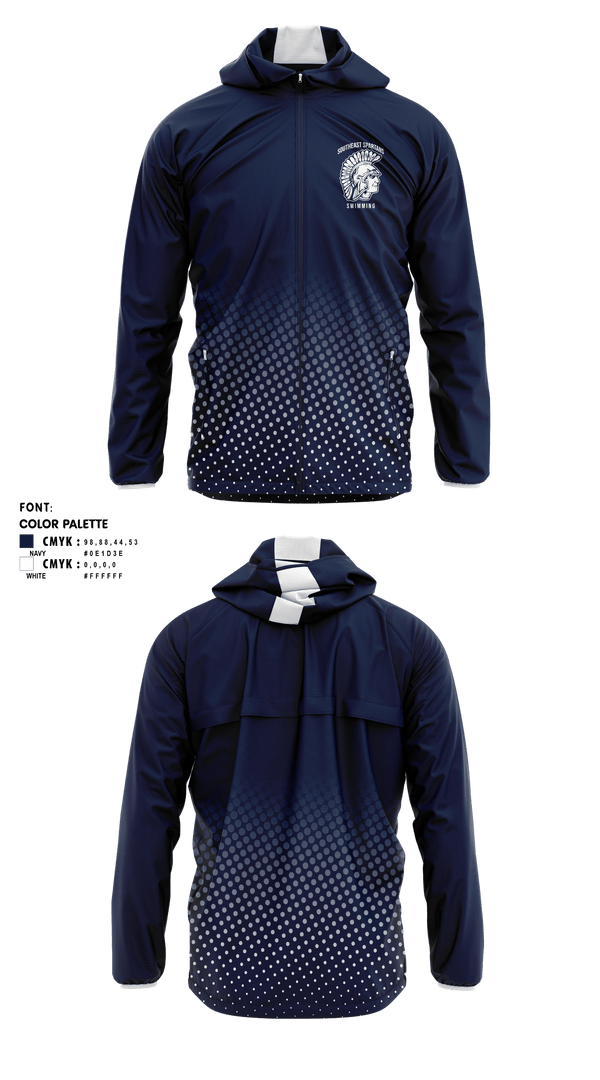 Windbreaker, Southeast High School Swimming, Swimming, Teamtime, Team time, sublimation, custom sports apparel, team uniforms, spirit wear, spiritwear, sports uniforms, custom shirts, team store, custom team store, fundraiser sports, apparel fundraiser