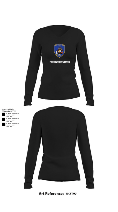 Feuerwehr Witten 55458436 Women's Long Sleeve V-neck Shirt -1 22