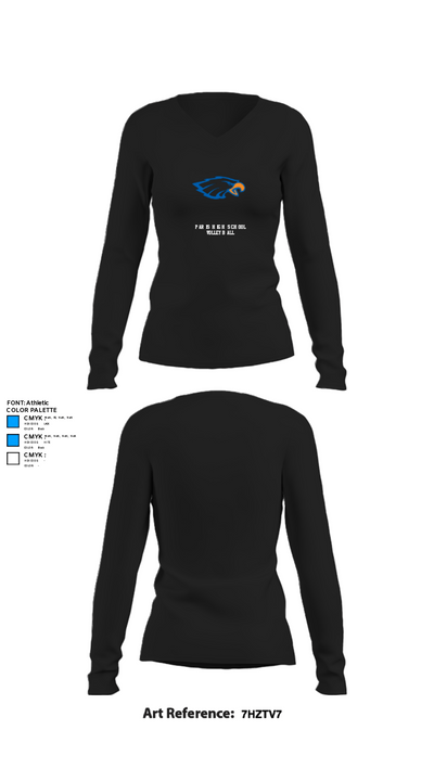 Paris High School Volleyball 36255001 Women's Long Sleeve V-neck Shirt - 34