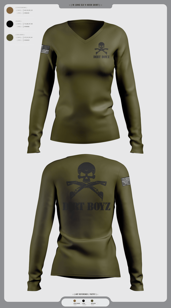 Womens Long Sleeve Vneck Shirt, Dirt boyz, Air Force, Teamtime, Team time, sublimation, custom sports apparel, team uniforms, spirit wear, spiritwear, sports uniforms, custom shirts, team store, custom team store, fundraiser sports, apparel fundraiser