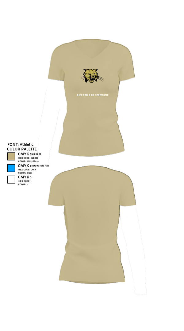 Womens Short Sleeve Vneck Shirt, Buchholz High School Golf, Golf, Teamtime, Team time, sublimation, custom sports apparel, team uniforms, spirit wear, spiritwear, sports uniforms, custom shirts, team store, custom team store, fundraiser sports, apparel fundraiser