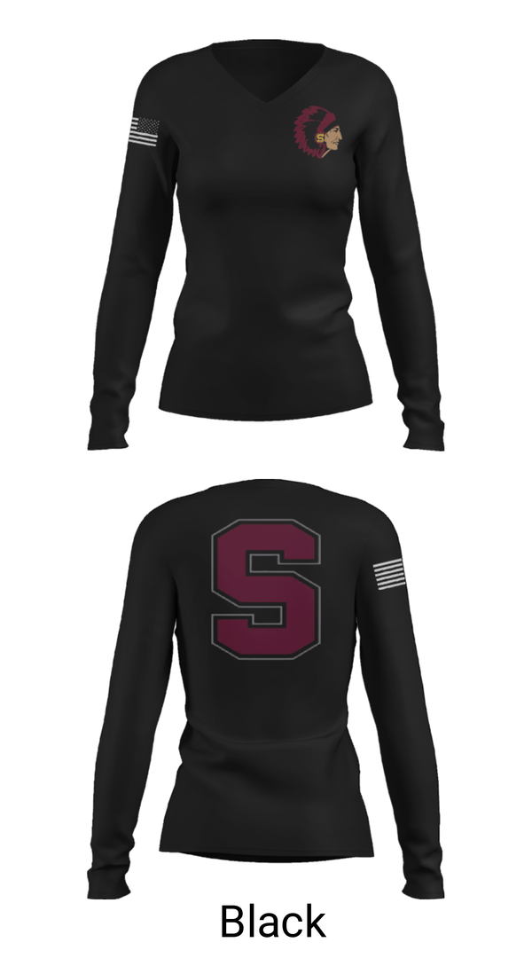 Womens Long Sleeve Vneck Shirt, Stillwater Central High School Band, Spirit Store, Teamtime, Team time, sublimation, custom sports apparel, team uniforms, spirit wear, spiritwear, sports uniforms, custom shirts, team store, custom team store, fundraiser sports, apparel fundraiser