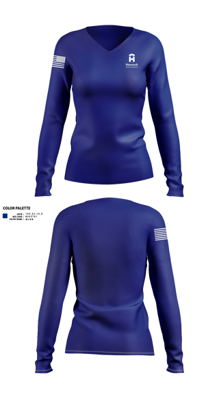 Womens Long Sleeve Vneck Shirt, Hancock Claims Consultants, Fire Department, Teamtime, Team time, sublimation, custom sports apparel, team uniforms, spirit wear, spiritwear, sports uniforms, custom shirts, team store, custom team store, fundraiser sports, apparel fundraiser