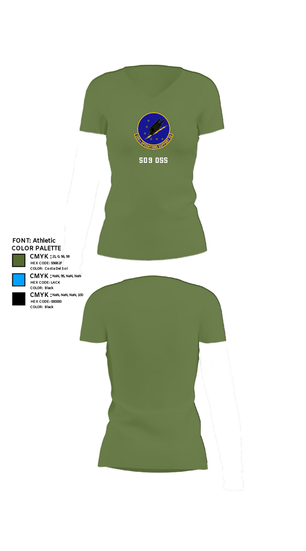 Womens Short Sleeve Vneck Shirt, 509 OSS, Air Force, Teamtime, Team time, sublimation, custom sports apparel, team uniforms, spirit wear, spiritwear, sports uniforms, custom shirts, team store, custom team store, fundraiser sports, apparel fundraiser