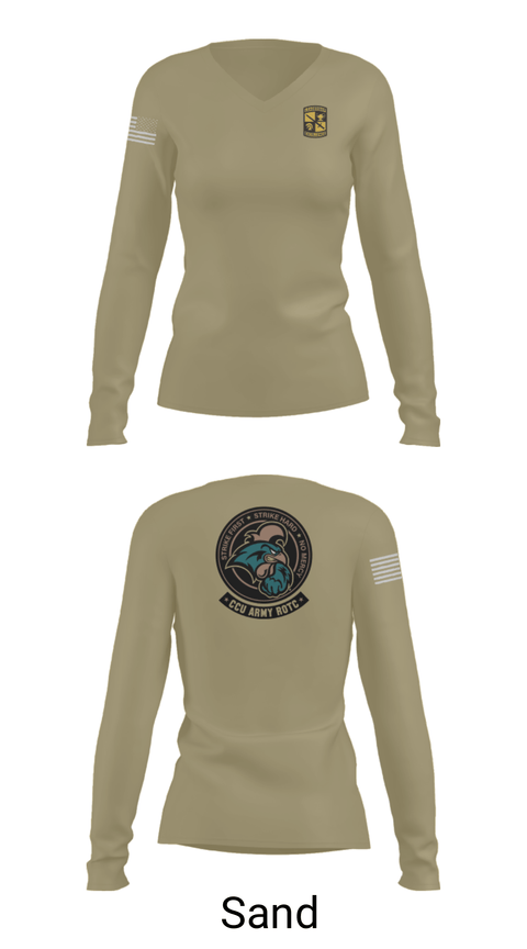Womens Long Sleeve Vneck Shirt, Chanticleer company, Army, Teamtime, Team time, sublimation, custom sports apparel, team uniforms, spirit wear, spiritwear, sports uniforms, custom shirts, team store, custom team store, fundraiser sports, apparel fundraiser