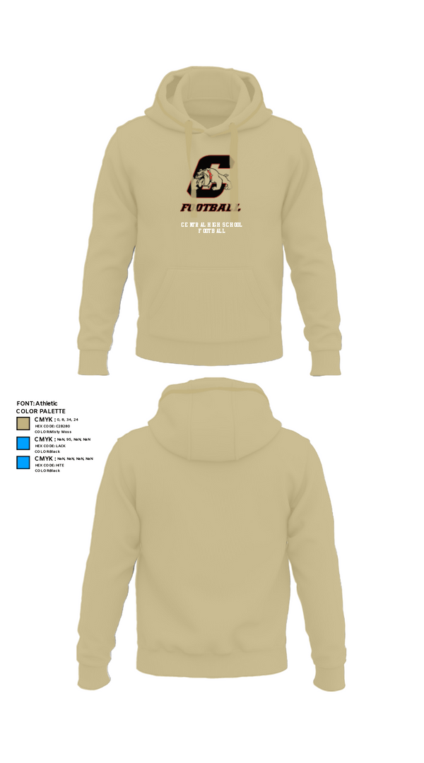Hoodie, Central High School Football, Football, Teamtime, Team time, sublimation, custom sports apparel, team uniforms, spirit wear, spiritwear, sports uniforms, custom shirts, team store, custom team store, fundraiser sports, apparel fundraiser