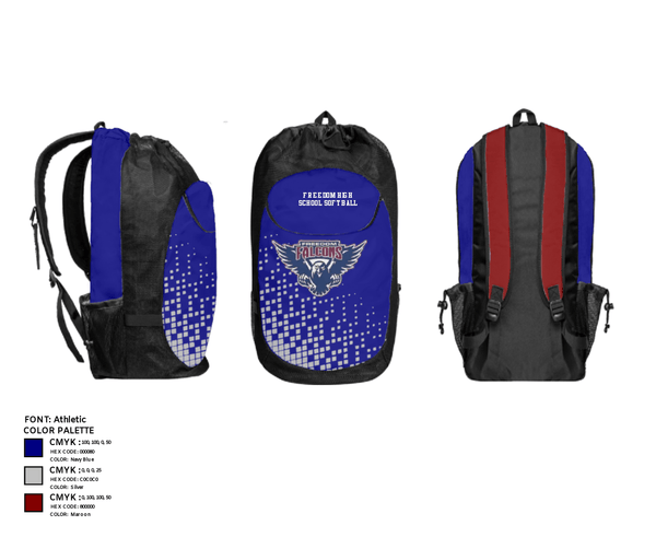 Gear Bag, Freedom High School Softball, Softball, Teamtime, Team time, sublimation, custom sports apparel, team uniforms, spirit wear, spiritwear, sports uniforms, custom shirts, team store, custom team store, fundraiser sports, apparel fundraiser