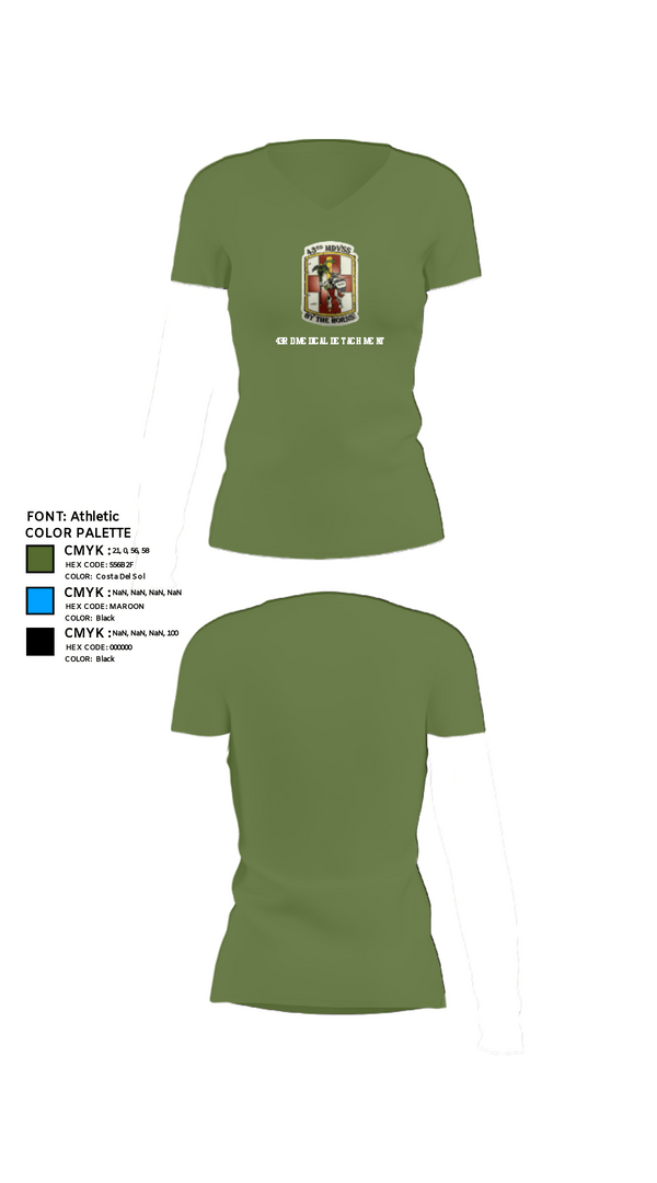 Womens Short Sleeve Vneck Shirt, 43rd Medical Detachment, , Teamtime, Team time, sublimation, custom sports apparel, team uniforms, spirit wear, spiritwear, sports uniforms, custom shirts, team store, custom team store, fundraiser sports, apparel fundraiser