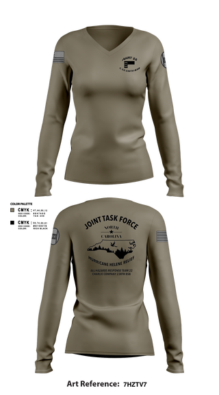 Womens Long Sleeve Vneck Shirt, , National Guard, Teamtime, Team time, sublimation, custom sports apparel, team uniforms, spirit wear, spiritwear, sports uniforms, custom shirts, team store, custom team store, fundraiser sports, apparel fundraiser