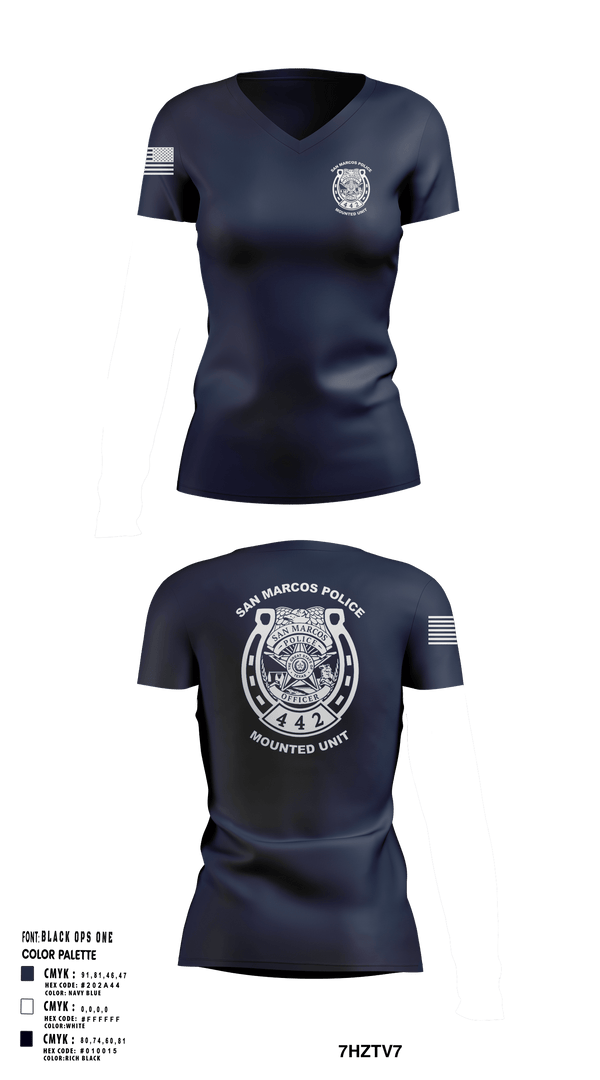 Womens Short Sleeve Vneck Shirt, San Marcos Police Mounted Unit, , Teamtime, Team time, sublimation, custom sports apparel, team uniforms, spirit wear, spiritwear, sports uniforms, custom shirts, team store, custom team store, fundraiser sports, apparel fundraiser