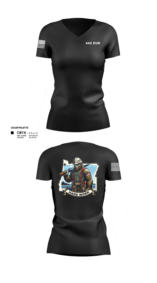 Womens Short Sleeve Vneck Shirt, 442 EUD, National Guard, Teamtime, Team time, sublimation, custom sports apparel, team uniforms, spirit wear, spiritwear, sports uniforms, custom shirts, team store, custom team store, fundraiser sports, apparel fundraiser