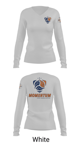 Women's Long Sleeve Vneck Shirt, Momentum Volleyball Club, Women's Volleyball, Teamtime, Team time, sublimation, custom sports apparel, team uniforms, spirit wear, spiritwear, sports uniforms, custom shirts, team store, custom team store, fundraiser sports, apparel fundraiser