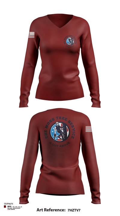 The Moss Tree Service 86074742 Women's Long Sleeve V-neck Shirt - 101
