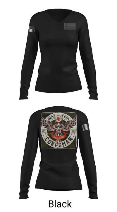 Hospital Corpsman 483709 Women's Long Sleeve V-neck Shirt - 35