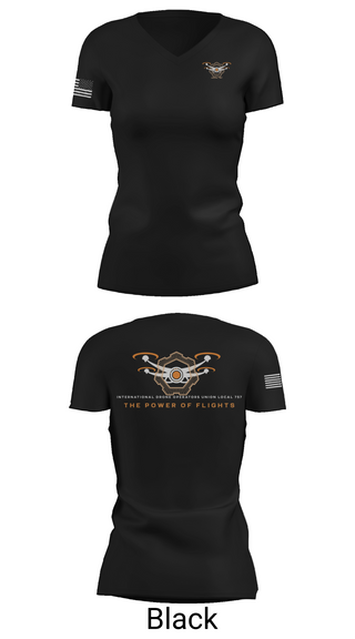 Womens Short Sleeve Vneck Shirt, International Drone Operators Union Local 757, , Teamtime, Team time, sublimation, custom sports apparel, team uniforms, spirit wear, spiritwear, sports uniforms, custom shirts, team store, custom team store, fundraiser sports, apparel fundraiser