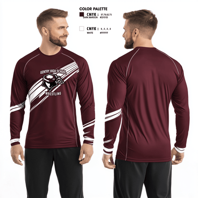 Gentry High School Wrestling 21548656 Long Sleeve Performance Shirt - 2