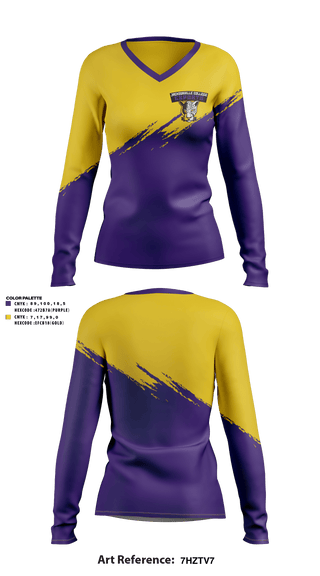 Womens Long Sleeve Vneck Shirt, Jacksonville College eSports, E-Sports, Teamtime, Team time, sublimation, custom sports apparel, team uniforms, spirit wear, spiritwear, sports uniforms, custom shirts, team store, custom team store, fundraiser sports, apparel fundraiser