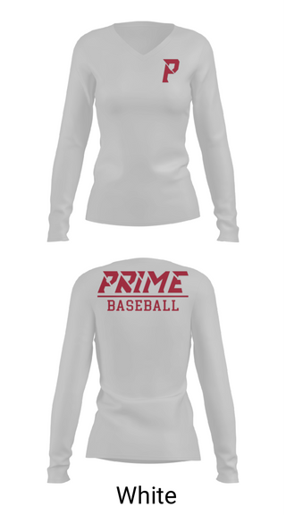 Women's Long Sleeve Vneck Shirt, Prime Baseball, Baseball, Teamtime, Team time, sublimation, custom sports apparel, team uniforms, spirit wear, spiritwear, sports uniforms, custom shirts, team store, custom team store, fundraiser sports, apparel fundraiser