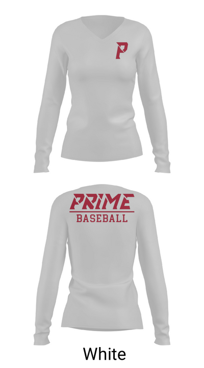 Prime Baseball 2428515 Women's Long Sleeve V-neck Shirt - 6