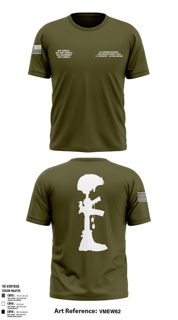 Old School Cotton Feel Shirt, 1st Armored Division - 3rd Brigade Combat Team - 2-5 Infantry Action Company, Army, Teamtime, Team time, sublimation, custom sports apparel, team uniforms, spirit wear, spiritwear, sports uniforms, custom shirts, team store, custom team store, fundraiser sports, apparel fundraiser