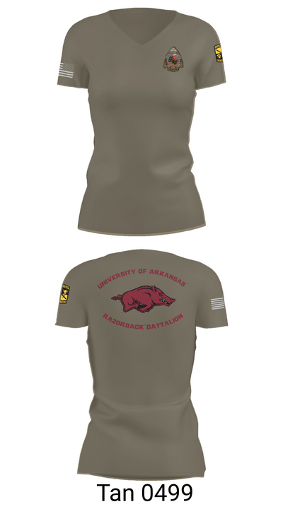 University of Arkansas Army ROTC - Razorback Battalion 15416563 Women's Short Sleeve V-neck Shirt - 68