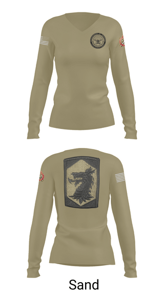 Womens Long Sleeve Vneck Shirt, 445 Chemical Company, National Guard, Teamtime, Team time, sublimation, custom sports apparel, team uniforms, spirit wear, spiritwear, sports uniforms, custom shirts, team store, custom team store, fundraiser sports, apparel fundraiser