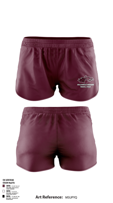 Womens Shorts, Collierville Dragons, Track & Field, Teamtime, Team time, sublimation, custom sports apparel, team uniforms, spirit wear, spiritwear, sports uniforms, custom shirts, team store, custom team store, fundraiser sports, apparel fundraiser