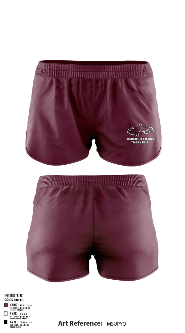 Womens Shorts, Collierville Dragons, Track & Field, Teamtime, Team time, sublimation, custom sports apparel, team uniforms, spirit wear, spiritwear, sports uniforms, custom shirts, team store, custom team store, fundraiser sports, apparel fundraiser