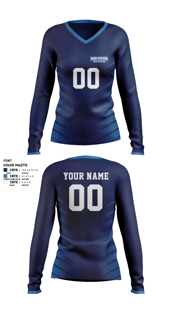 Womens Long Sleeve Vneck Shirt, Enid Pacers, Women's Volleyball, Teamtime, Team time, sublimation, custom sports apparel, team uniforms, spirit wear, spiritwear, sports uniforms, custom shirts, team store, custom team store, fundraiser sports, apparel fundraiser
