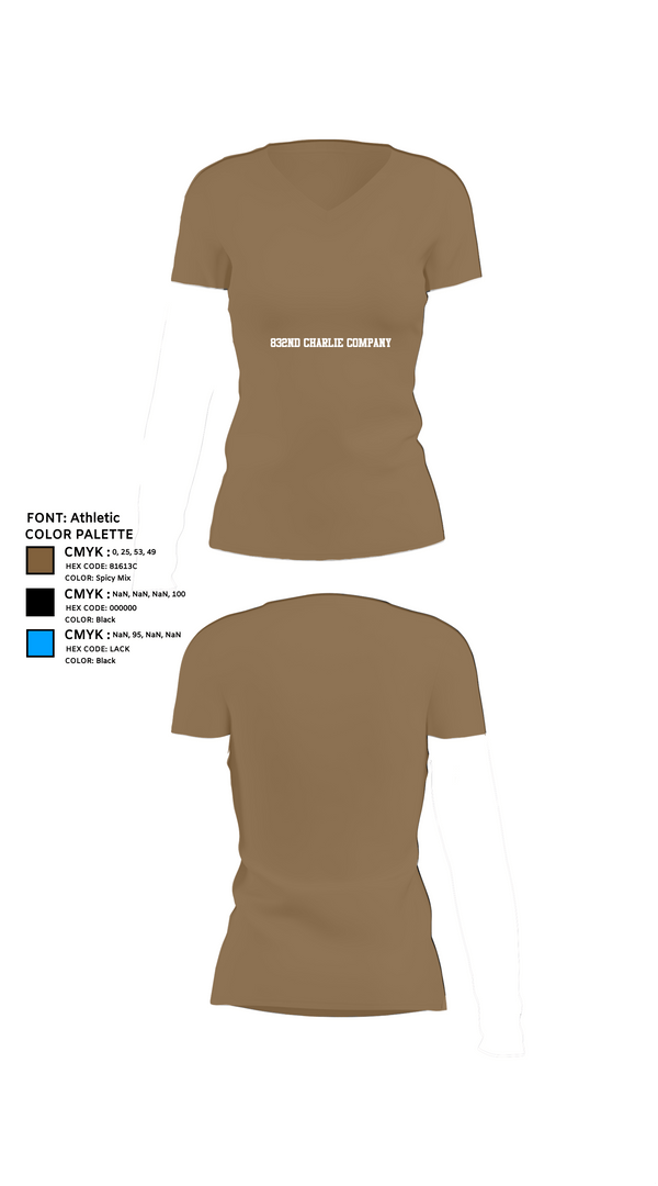 Womens Short Sleeve Vneck Shirt, 832nd Charlie company, , Teamtime, Team time, sublimation, custom sports apparel, team uniforms, spirit wear, spiritwear, sports uniforms, custom shirts, team store, custom team store, fundraiser sports, apparel fundraiser