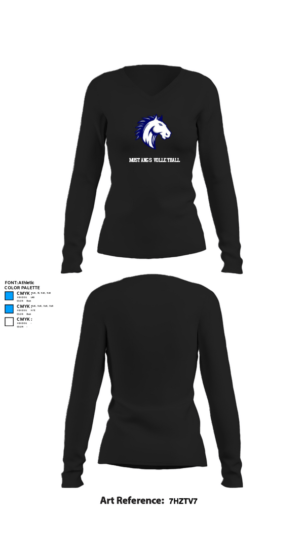 Womens Long Sleeve Vneck Shirt, Mustangs Volleyball, Men's Volleyball, Teamtime, Team time, sublimation, custom sports apparel, team uniforms, spirit wear, spiritwear, sports uniforms, custom shirts, team store, custom team store, fundraiser sports, apparel fundraiser