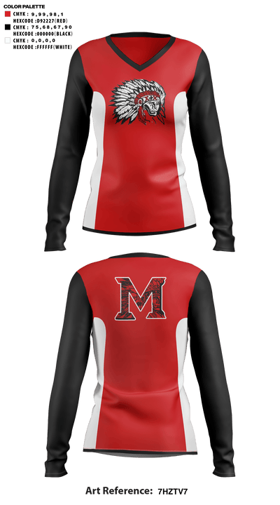 Mcloud High School Cheer 90191621 Women's Long Sleeve V-neck Shirt - 41