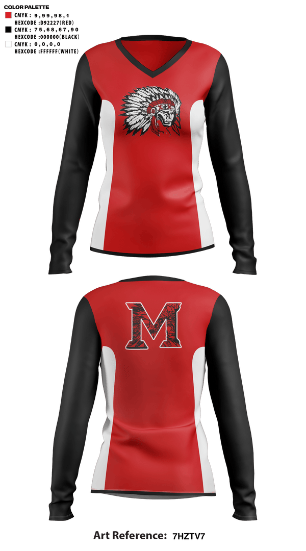 Womens Long Sleeve Vneck Shirt, Mcloud High School Cheer, Cheer, Teamtime, Team time, sublimation, custom sports apparel, team uniforms, spirit wear, spiritwear, sports uniforms, custom shirts, team store, custom team store, fundraiser sports, apparel fundraiser