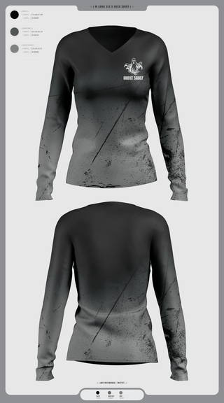 Womens Long Sleeve Vneck Shirt, GHOST, Spirit Store, Teamtime, Team time, sublimation, custom sports apparel, team uniforms, spirit wear, spiritwear, sports uniforms, custom shirts, team store, custom team store, fundraiser sports, apparel fundraiser