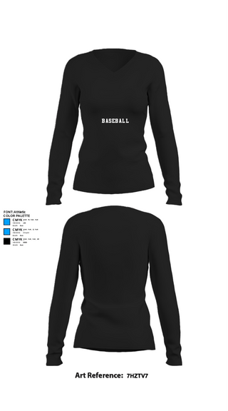 Women's Long Sleeve Vneck Shirt, Harvesters, Baseball, Teamtime, Team time, sublimation, custom sports apparel, team uniforms, spirit wear, spiritwear, sports uniforms, custom shirts, team store, custom team store, fundraiser sports, apparel fundraiser