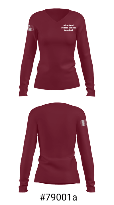 Alice Deal Middle School Baseball 94210420 Women's Long Sleeve V-neck Shirt - 20