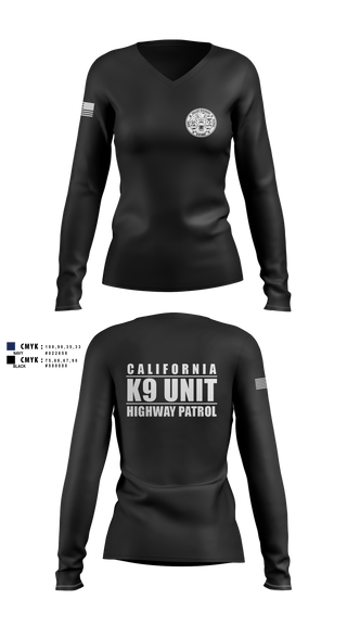 Womens Long Sleeve Vneck Shirt, VALLEY K9, , Teamtime, Team time, sublimation, custom sports apparel, team uniforms, spirit wear, spiritwear, sports uniforms, custom shirts, team store, custom team store, fundraiser sports, apparel fundraiser