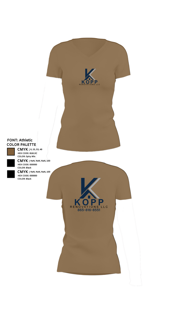 Womens Short Sleeve Vneck Shirt, Kopp Renovations, , Teamtime, Team time, sublimation, custom sports apparel, team uniforms, spirit wear, spiritwear, sports uniforms, custom shirts, team store, custom team store, fundraiser sports, apparel fundraiser