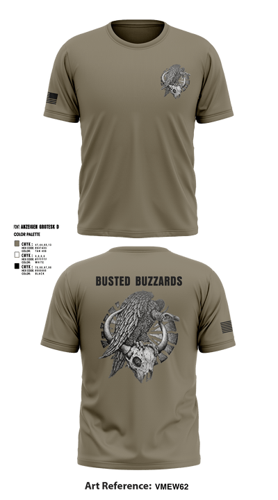 CREW 3 BUSTED BUZZARDS 64090708 Short Sleeve Performance Shirt - 6