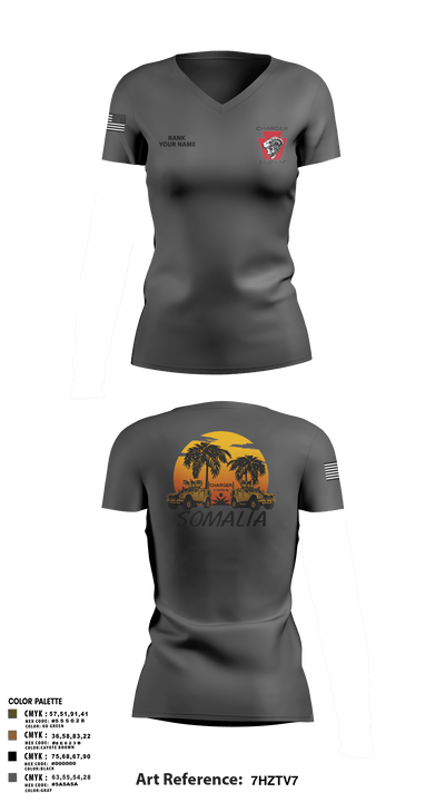 Charger Co. / 2-112th Infantry Battalion 37738588 Women's Short Sleeve V-neck Shirt - 36
