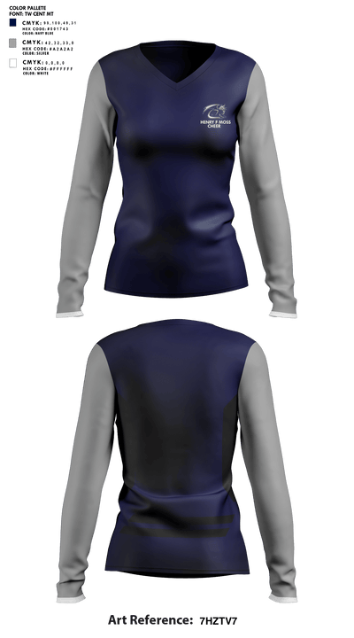 Henry F Moss Middle School Cheer 7750039 Women's Long Sleeve V-neck Shirt - 1