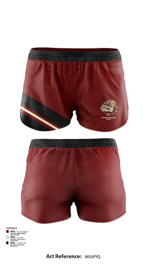 Womens Shorts, Highland Elementary School, Spirit Store, Teamtime, Team time, sublimation, custom sports apparel, team uniforms, spirit wear, spiritwear, sports uniforms, custom shirts, team store, custom team store, fundraiser sports, apparel fundraiser