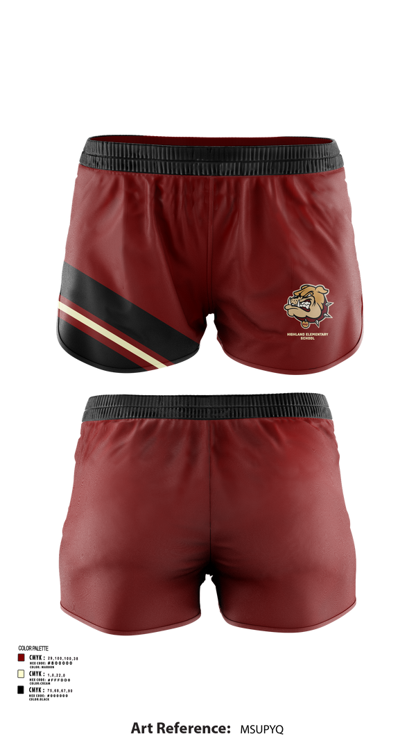 Womens Shorts, Highland Elementary School, Spirit Store, Teamtime, Team time, sublimation, custom sports apparel, team uniforms, spirit wear, spiritwear, sports uniforms, custom shirts, team store, custom team store, fundraiser sports, apparel fundraiser
