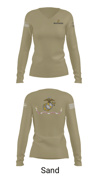 Womens Long Sleeve Vneck Shirt, U.S. Marine Corp, Marines, Teamtime, Team time, sublimation, custom sports apparel, team uniforms, spirit wear, spiritwear, sports uniforms, custom shirts, team store, custom team store, fundraiser sports, apparel fundraiser